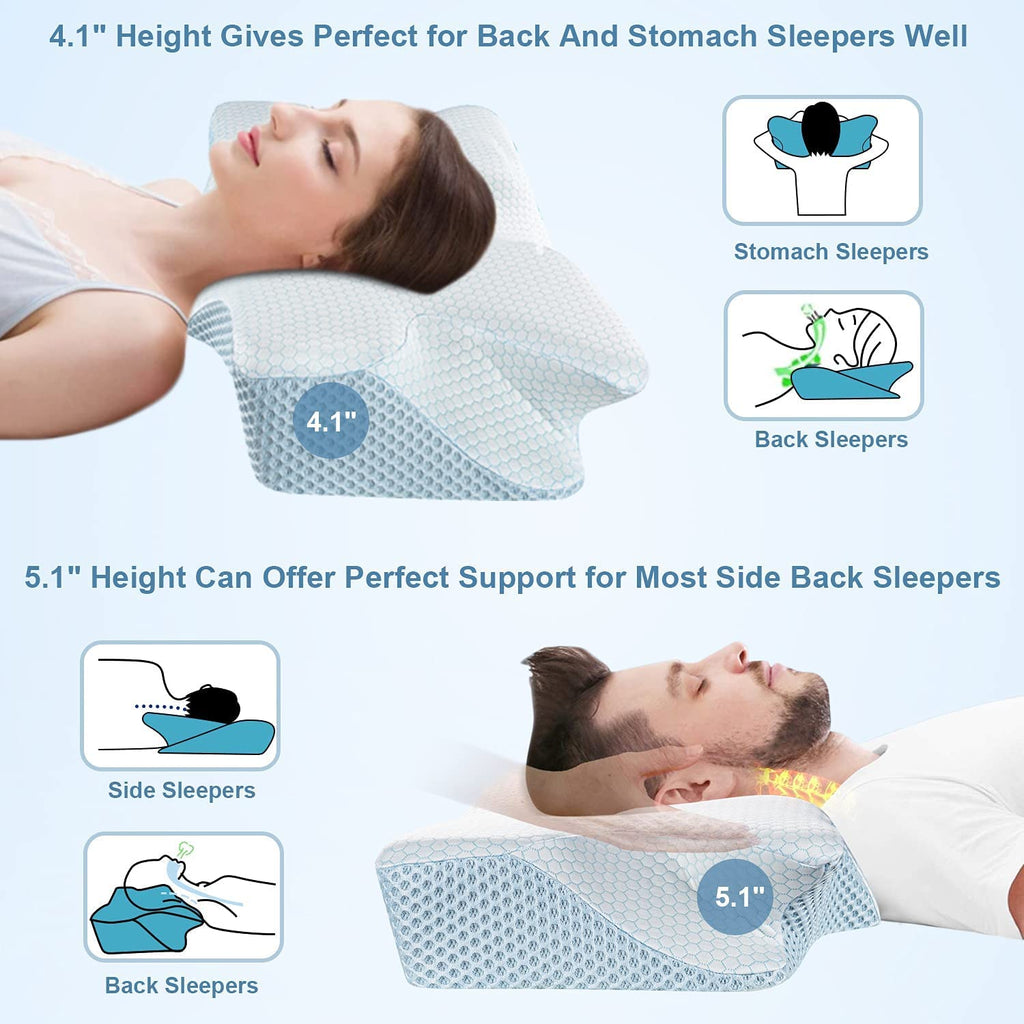 Anvo Memory Foam Pillows, Cervical Pillow for Neck Pain, Neck Pillow ...
