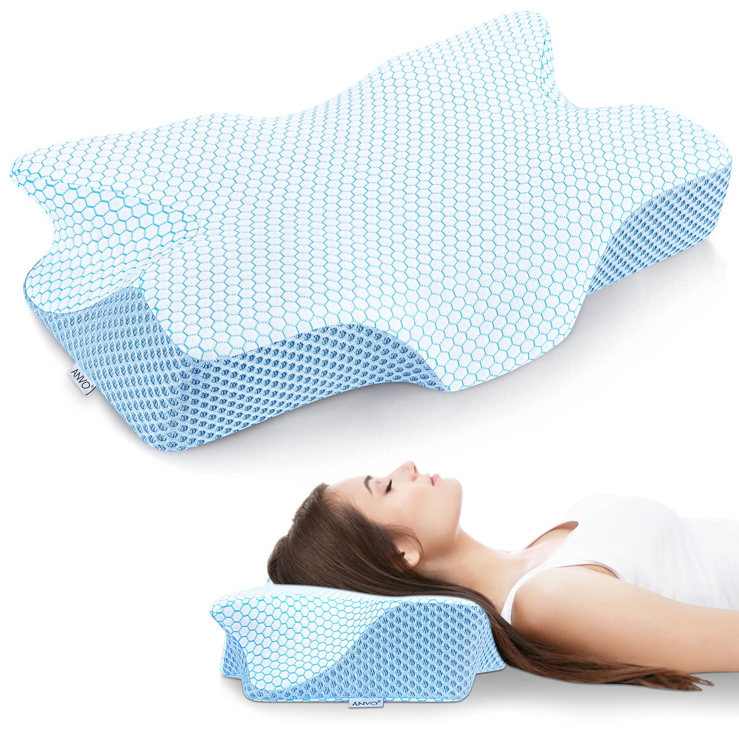 Cervical Neck Pillows for Pain Relief Sleeping, Ergonomic Built-in